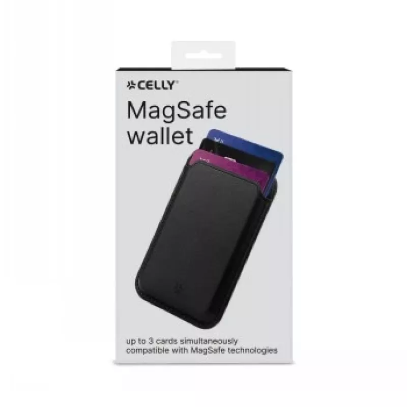 CELLY MAGWALLETBK Magnetyczny portfel MagSafe z blokadą RFID, czarny