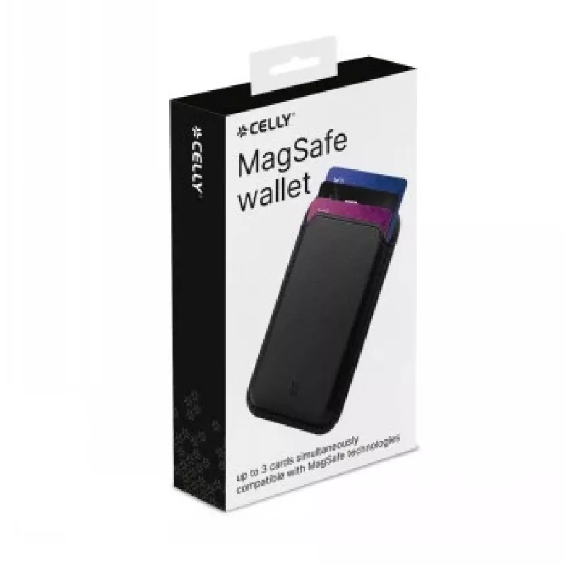 CELLY MAGWALLETBK Magnetyczny portfel MagSafe z blokadą RFID, czarny