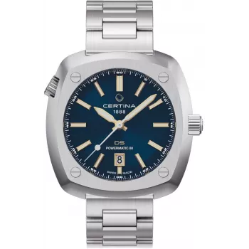 CERTINA DS Action Diver Automatyczny Zegarek Męski 43mm Niebieska Tarcza Stalowa Bransoleta Mesh Mediolańska C041407190410