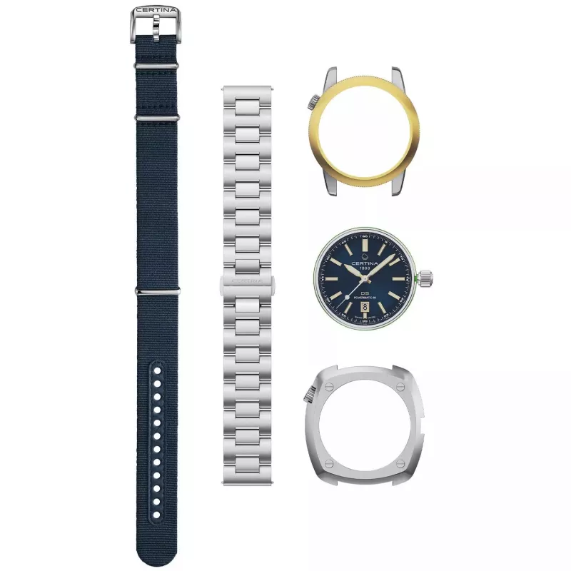 CERTINA DS Action Diver Automatyczny Zegarek Męski 43mm Niebieska Tarcza Stalowa Bransoleta Mesh Mediolańska C041407190410