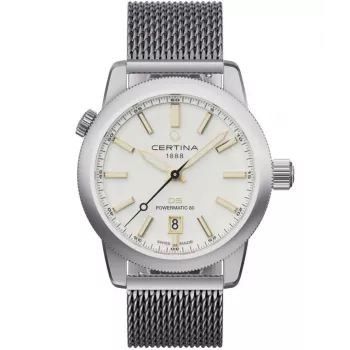 CERTINA DS Action Diver Męski Zegarek Automatyczny 43mm Srebrna Tarcza Szary Pasek NATO C041407190310