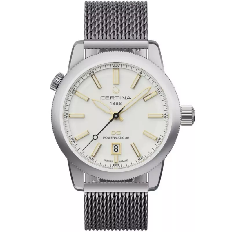 CERTINA DS Action Diver Męski Zegarek Automatyczny 43mm Srebrna Tarcza Szary Pasek NATO C041407190310