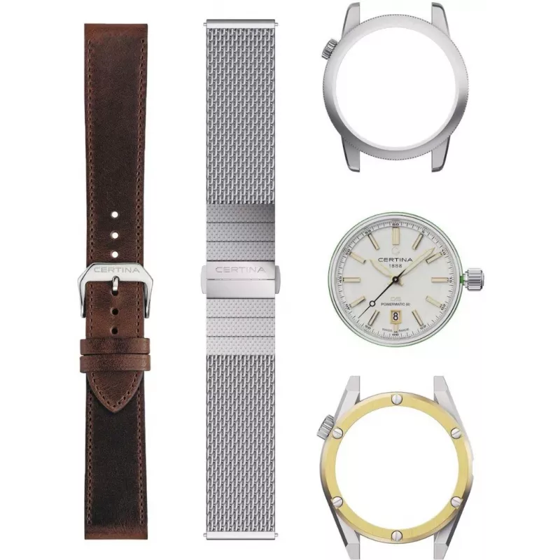 CERTINA DS Action Diver Męski Zegarek Automatyczny 43mm Srebrna Tarcza Szary Pasek NATO C041407190310