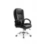 CHAIR RELAX 75x64x110-118 cm Czarny Ergonomiczny Fotel Biurowy/Gamingowy z Tapicerką ze Skóry PU, Regulacją Wysokości, Oparciem do 150°, Zintegrowanym Zagłówkiem i Podparciem Lędźwiowym, Nośność 120 kg