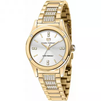 Chiara Ferragni Zegarek Damski Kwarcowy Analogowy R1953102506 32 mm Srebrny Stal Nierdzewna Siatka Mediolańska