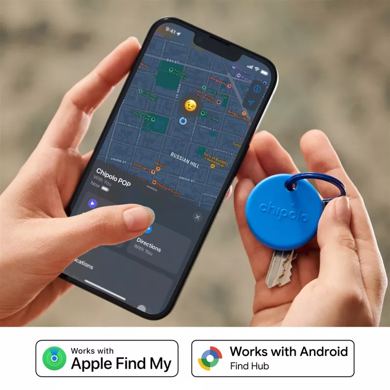 Chipolo POP – Bluetooth Tracker z wymienną baterią dla iOS i Android, 4 szt. - czarny, biały, czerwony, niebieski