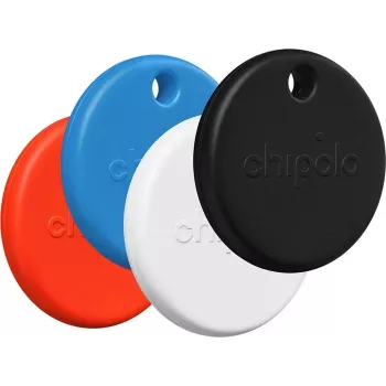 Chipolo POP – Bluetooth Tracker z wymienną baterią dla iOS i Android, 4 szt. - czarny, biały, czerwony, niebieski