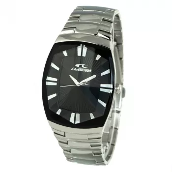CHRONOTECH CT7065M-02M Męski Zegarek Analogowy Kwarcowy 36mm Stal Nierdzewna Czarna Tarcza Srebrna Bransoleta