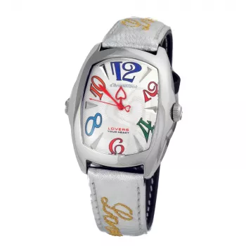 CHRONOTECH CT7696L-12 Prisma Unisex Zegarek Kwarcowy 34 mm Biała Tarcza Biały Pasek Skórzany