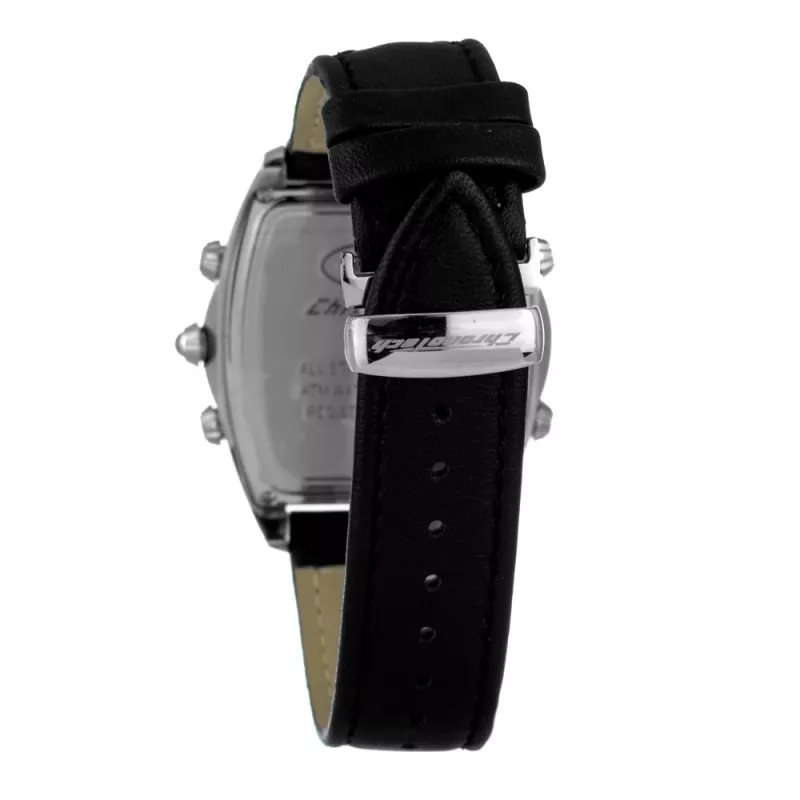 CHRONOTECH MAN CT7677M-02 Analogowy Zegarek Kwarcowy 45mm Czarna Tarcza Skórzany Pasek