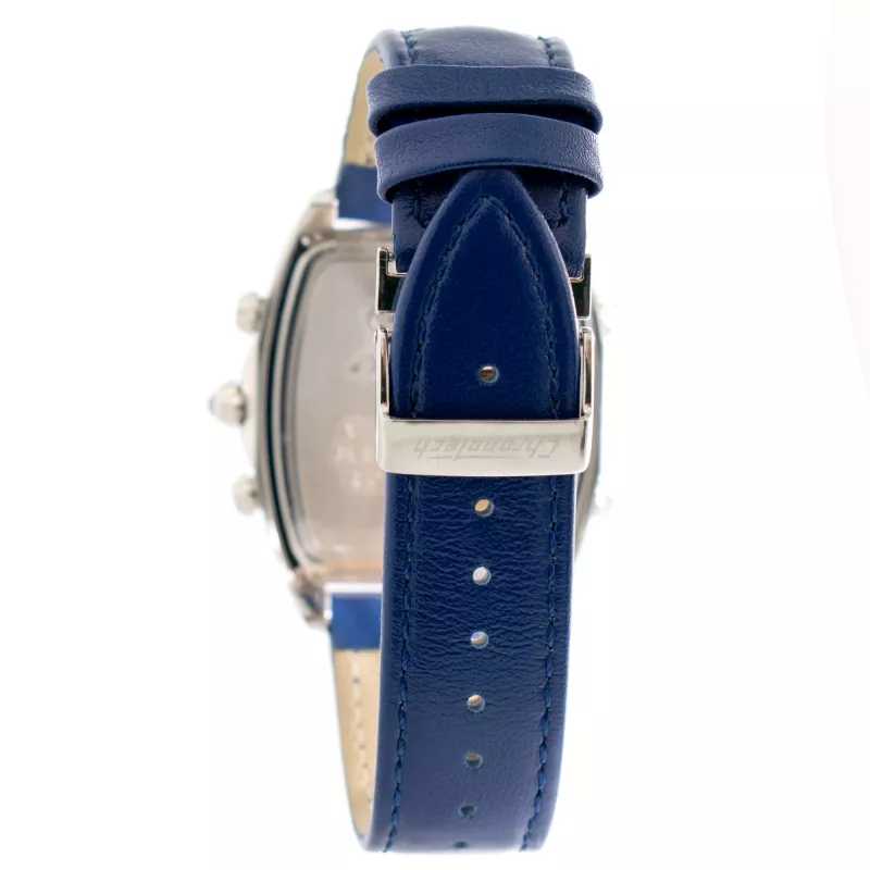 CHRONOTECH MAN CT7677M-03 45mm Analogowy Kwarcowy Zegarek Chronograf Czarna Tarcza Skórzany Pasek