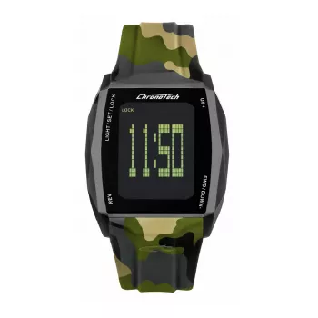 CHRONOTECH Zegarek męski RW0022 Analogowy Kwarcowy 35mm Koperta ze stali nierdzewnej Czarna tarcza Pasek skórzany