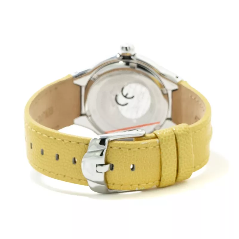 CHRONOTECH Woman CT7980L-05S 37mm Zegarek Kwarcowy Analogowy Biała Tarcza Biały Skórzany Pasek