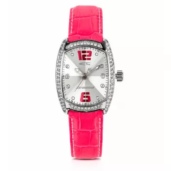 Zegarek damski CHRONOTECH RW0005 35mm Analogowy Kwarcowy Srebrna Tarcza Czarny Skórzany Pasek