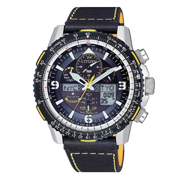 Zegarek CITIZEN Eco-Drive Atomic Timekeeping JY8078-01L 45mm Niebieska Tarcza Skórzany Pasek