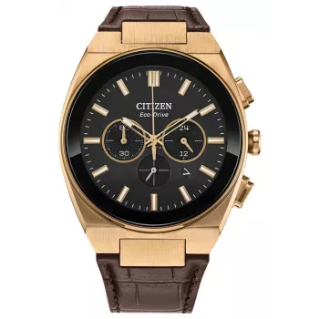 Zegarek CITIZEN Eco-Drive Chronograph CA4583-01E 43mm Brązowa Skóra