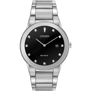 Zegarek męski CITIZEN Eco-Drive AU1060-51G 40mm Stal nierdzewna Czarna tarcza