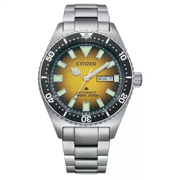 CITIZEN Męski Automatyczny Zegarek Nurkowy NY0120-52X 41mm Zielona Tarcza Stal Nierdzewna