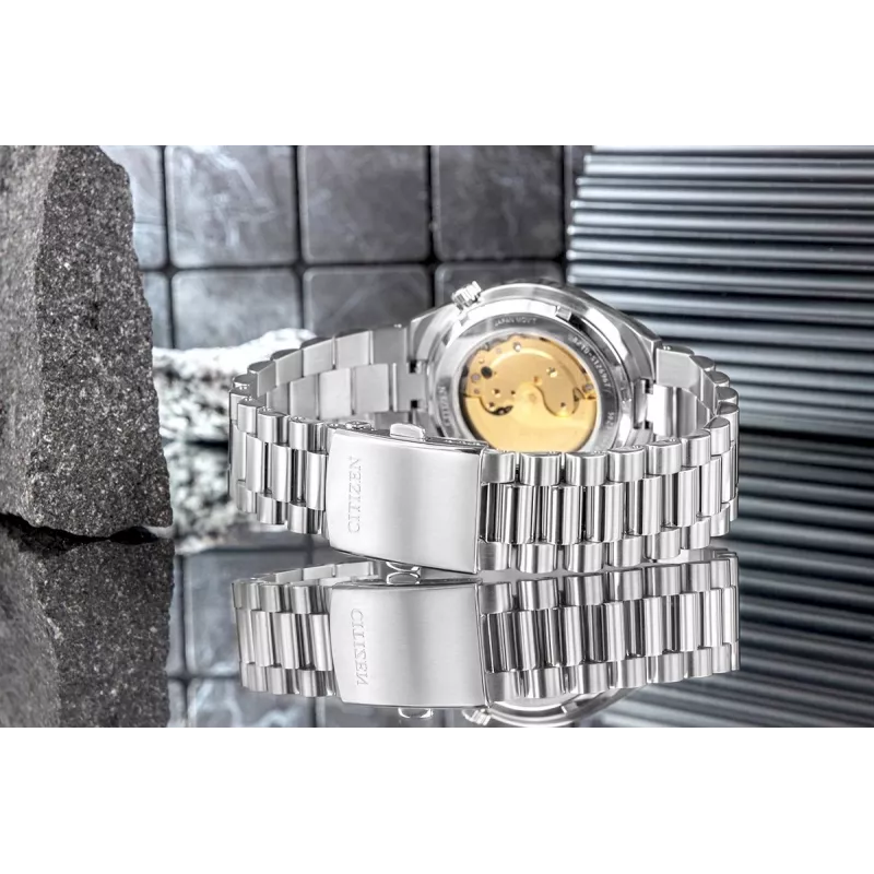 Automatyczny zegarek męski CITIZEN NJ0159-86X 40mm, złoty kolor, stal nierdzewna, zielona tarcza