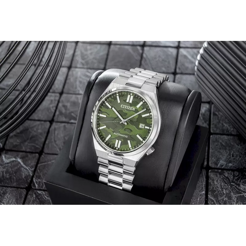 Automatyczny zegarek męski CITIZEN NJ0159-86X 40mm, złoty kolor, stal nierdzewna, zielona tarcza