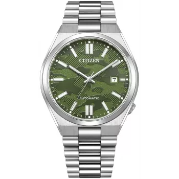 Automatyczny zegarek męski CITIZEN NJ0159-86X 40mm, złoty kolor, stal nierdzewna, zielona tarcza