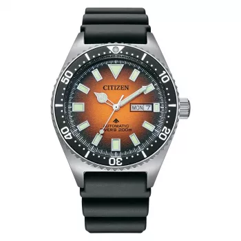 CITIZEN Zegarek automatyczny męski NY0120-01Z 41mm Pomarańczowa tarcza Pasek poliuretanowy