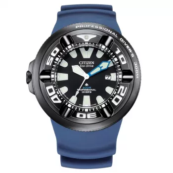 Zegarek nurkowy CITIZEN Eco-Drive BJ8055-04E 48mm Czarna tarcza Czarny pasek uretanowy