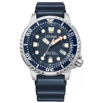 Zegarek nurkowy CITIZEN Eco-Drive BN0151-17L 44mm Niebieska tarcza Niebieski pasek poliuretanowy