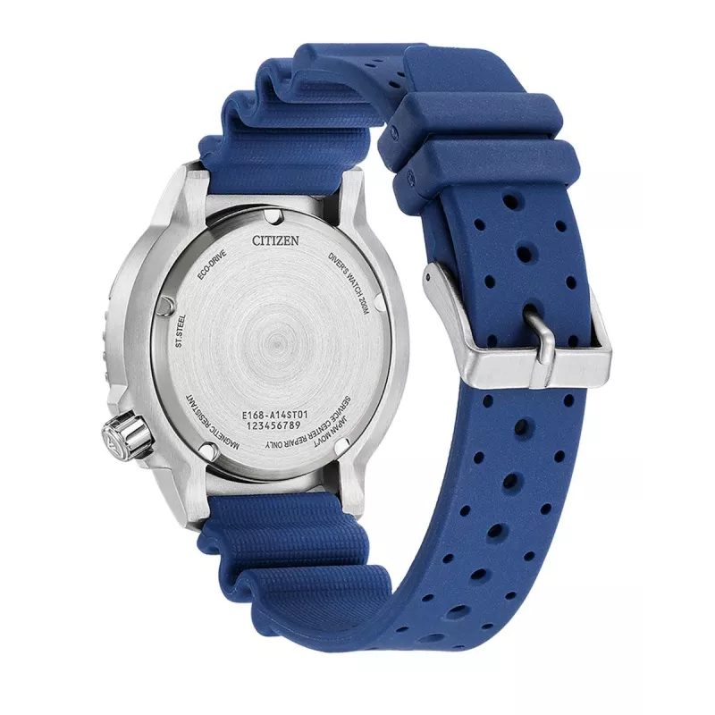 Zegarek męski CITIZEN Promaster Diver Eco-Drive BN0168-06L 44mm Niebieska tarcza Niebieski pasek poliuretanowy