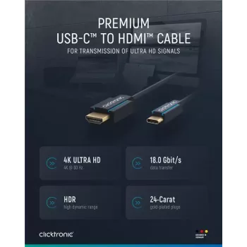 Clicktronic Casual kabel adapter USB-C na HDMI, 1 m, 4K Ultra HD 60 Hz, czarny 44928