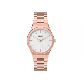 CLUSE Minuit Zegarek Damski 33 mm Różowe Złoto Stal Nierdzewna Siatka
