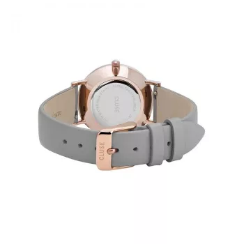 Zegarek damski CLUSE CL30049 33 mm Koperta ze stali szlachetnej w kolorze różowego złota, szary pasek skórzany