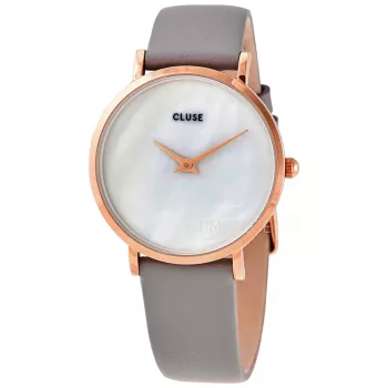 Zegarek damski CLUSE CL30049 33 mm Koperta ze stali szlachetnej w kolorze różowego złota, szary pasek skórzany
