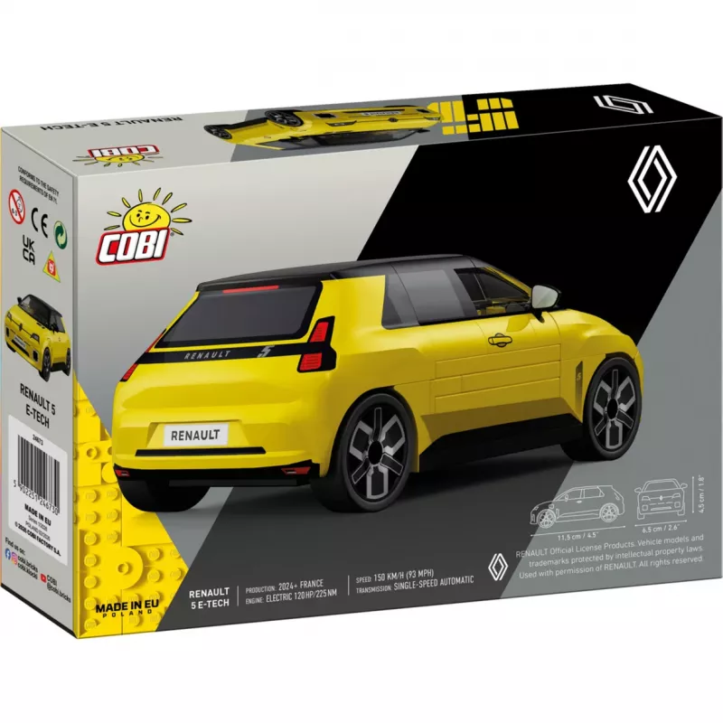 COBI Renault 5 E-Tech Żółty Samochód Modelarski Odlewany 1:35