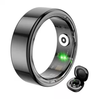 COLMI R02 Smart Ring, rozmiar 8, 18,1 mm (czarny) + etui ładujące