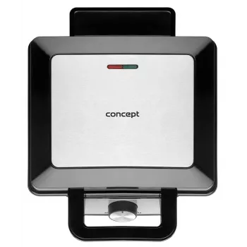 CONCEPT VF3060 Gofrownica 1400W 2-Slice Square Waffle Maker, Non-Stick Removable Plates, Adjustable Thermostat, Black/Stainless Steel