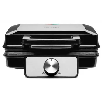 CONCEPT VF3060 Gofrownica 1400W 2-Slice Square Waffle Maker, Non-Stick Removable Plates, Adjustable Thermostat, Black/Stainless Steel