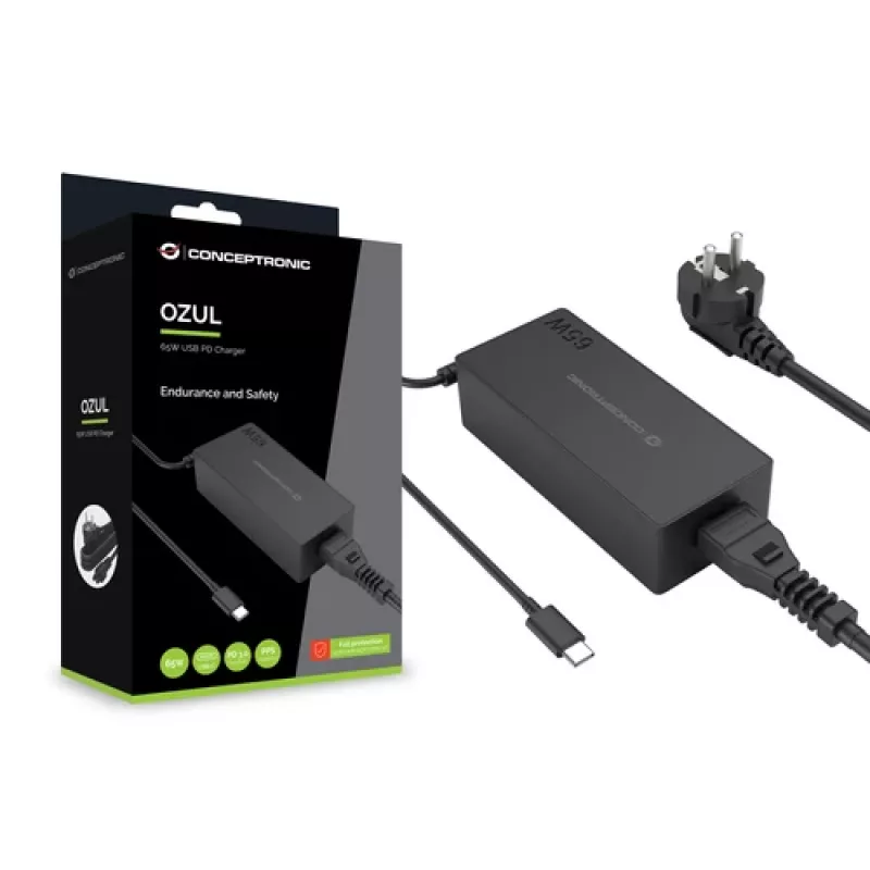 CONCEPTRONIC Ładowarka USB-C GaN 65W, 1-portowa, PD3.0/PPS, czarna