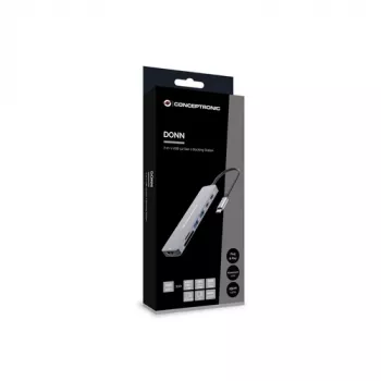 CONCEPTRONIC 7-in-1 USB-C Docking Station with HDMI, USB-C PD, 2x USB-A, SD & MicroSD Card Readers, 25 cm Cable, Space Grey