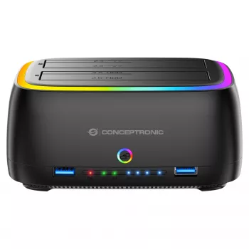 Conceptronic DONN36B 2-Bay SATA HDD/SSD Docking Station, USB 3.0, 2x USB-A, Czarny