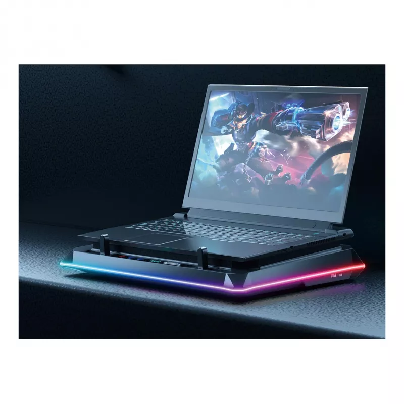 Podkładka chłodząca pod laptopa Conceptronic THYIA03B USB-C z uchwytem na smartfon, RGB, 12V