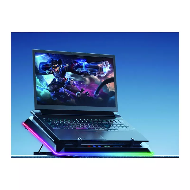 Podkładka chłodząca pod laptopa Conceptronic THYIA03B USB-C z uchwytem na smartfon, RGB, 12V