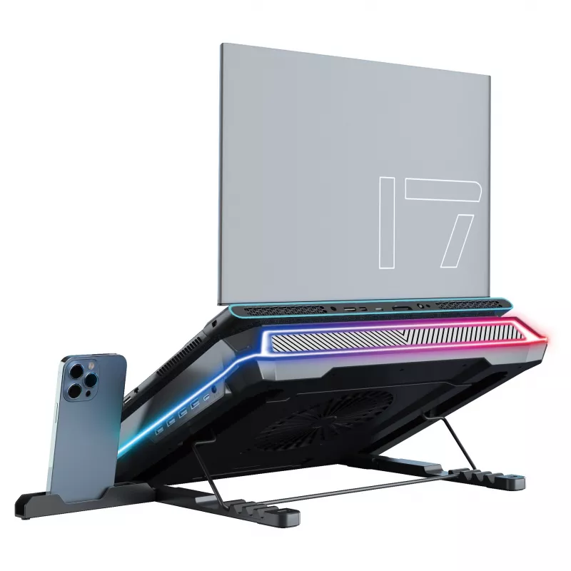 Podkładka chłodząca pod laptopa Conceptronic THYIA03B USB-C z uchwytem na smartfon, RGB, 12V
