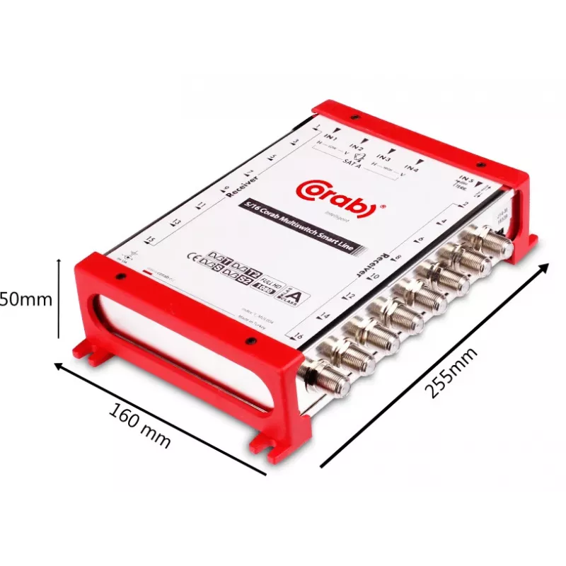 CORAB Multiswitch Smart Line 5/16 – 16-wyjściowy przełącznik dystrybucji satelitarnej i naziemnej, DiSEqC 2.0, 950-2150 MHz