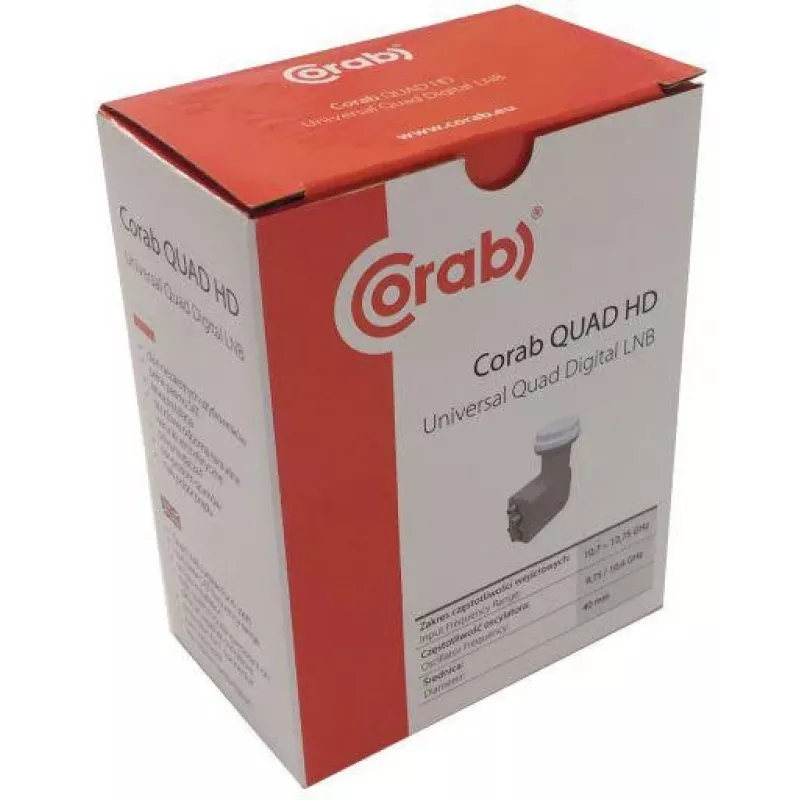 CORAB Universal Quad LNB – 4 wyjścia, szum 0,1 dB, feedhorn 40 mm