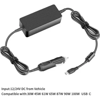 CoreParts MBXUSBC-DC0004 Ładowarka samochodowa USB-C z adapterem 65W PD 3.0 – Czarny