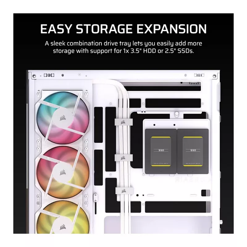 CORSAIR 2800X RS-R ARGB Micro-ATX Dual Chamber Cube Case, White, with Panoramic Tempered Glass and 2x LL120 RGB Fans