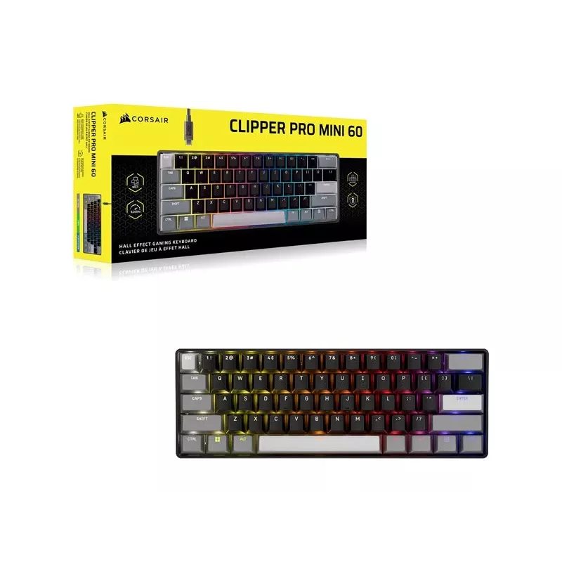 CORSAIR CLIPPER PRO MINI 60 Hall Effect klawiatura gamingowa czarna