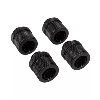 CORSAIR Hydro X Series XF Złączka kompresyjna, prosta, gwint męski G1/4 inch do węża miękkiego 13/10mm, czarna – zestaw 4 szt.