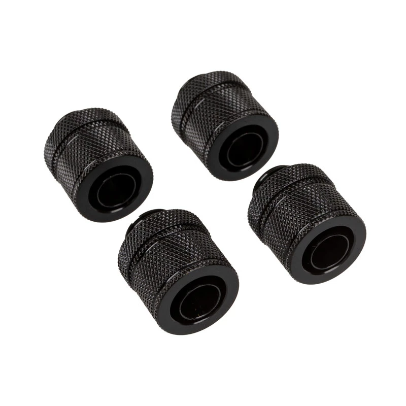 CORSAIR Hydro X Series XF Złączka kompresyjna, prosta, gwint męski G1/4 inch do węża miękkiego 13/10mm, czarna – zestaw 4 szt.